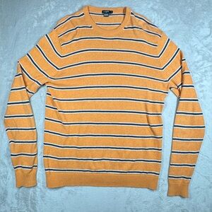 J.Crew Factory Men’s Y2K Cashmere Cotton Blend Knit Orange Striped Sweater M
